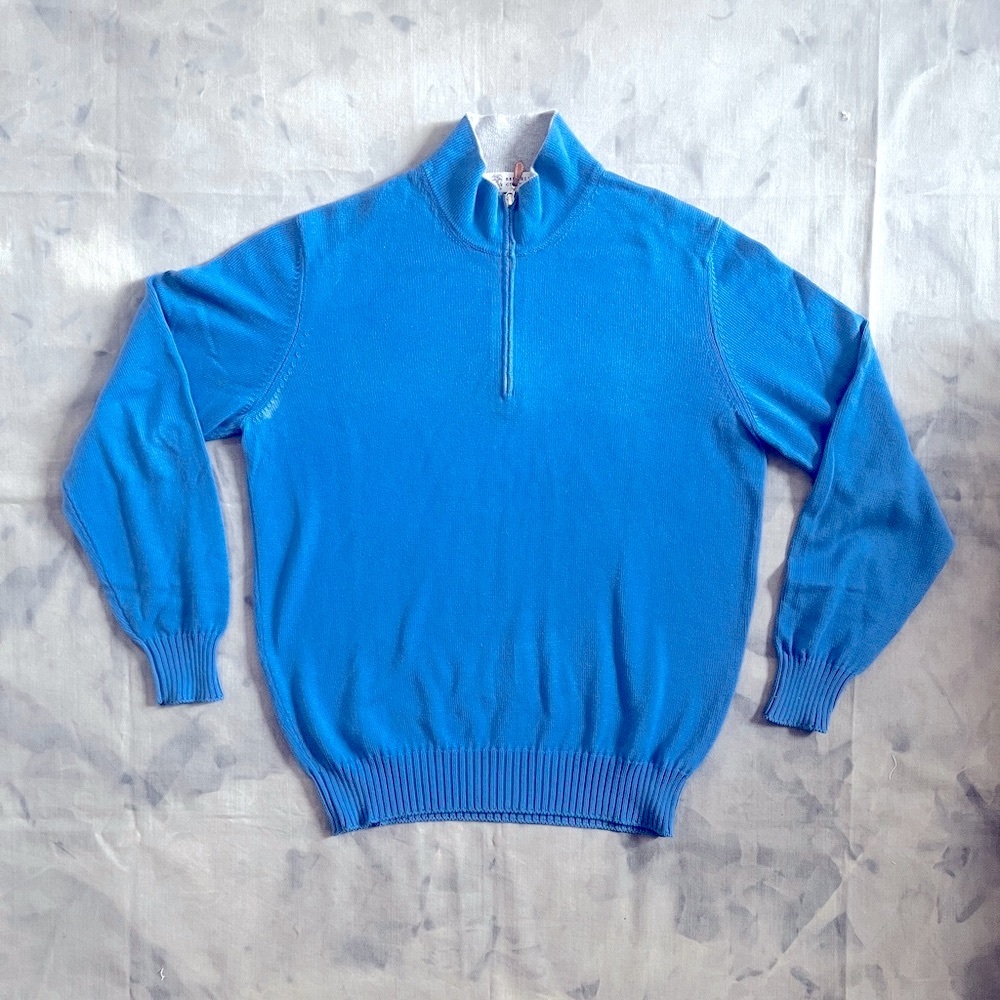 Brunello Cucinelli 1/4 Zip Up Cotton Sweater
